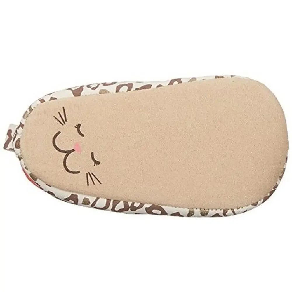 Rosie Pope 'Playful Leopard’ Adorable Crib Shoe. Gray And Red.  Size 0-3 month